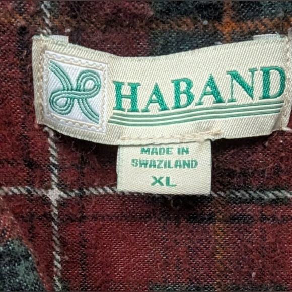 Haband size XL made in Swaziland plaid flannel button down shirt - Picture 3 of 9
